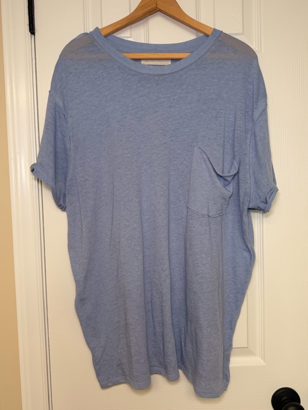 Free People We The Free Oversized Pocket Tee XL Blue Slouchy Boho Vintage Wash